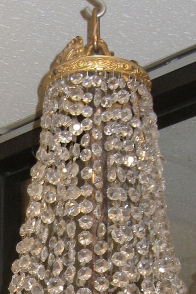 Antique Neoclassical Cascading Crystal Chandelier