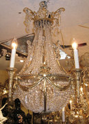 Antique Louis XVI Style Bronze & Crystal Chandelier