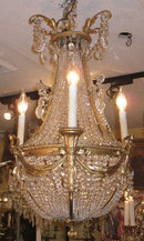Antique Louis XVI Style Bronze & Crystal Chandelier