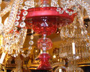 Antique English Ruby Red Glass Crystal Chandelier
