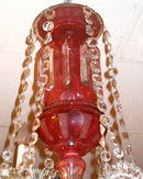Antique English Ruby Red Glass Crystal Chandelier