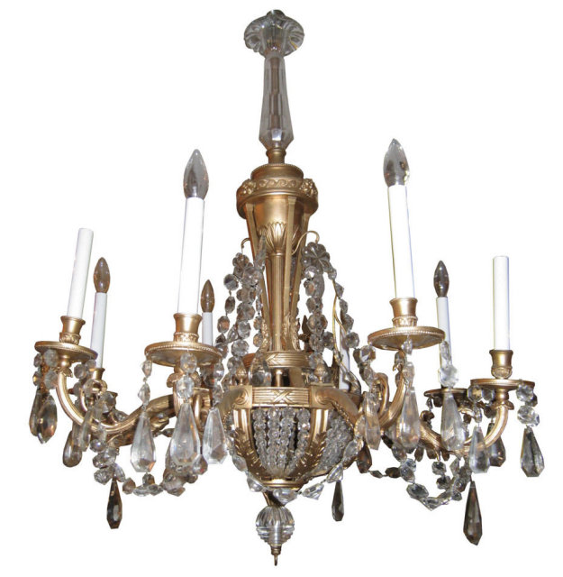 Antique Gilt Bronze Neoclassical Athenienne Chandelier