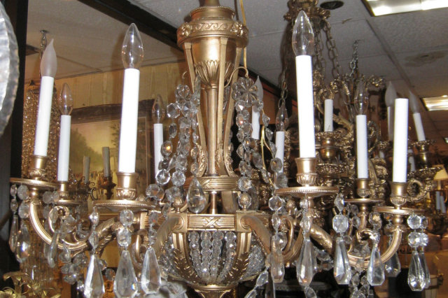 Antique Gilt Bronze Neoclassical Athenienne Chandelier