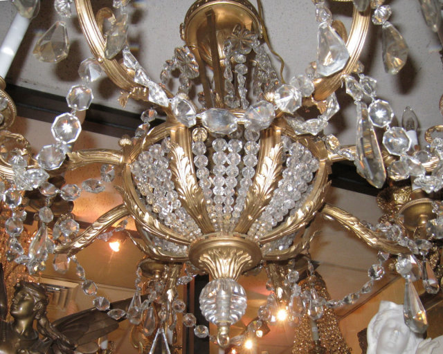Antique Gilt Bronze Neoclassical Athenienne Chandelier