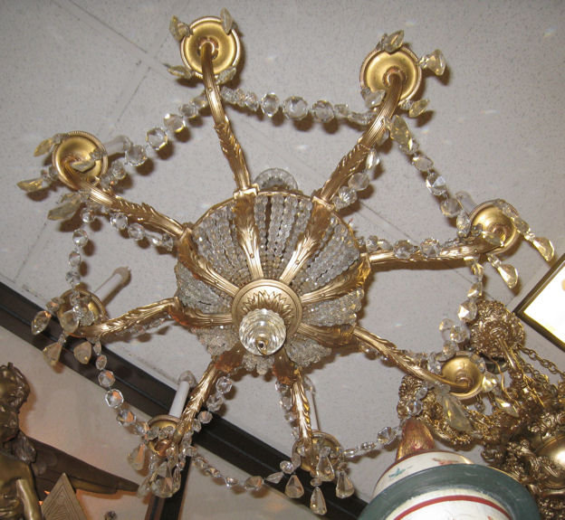 Antique Gilt Bronze Neoclassical Athenienne Chandelier