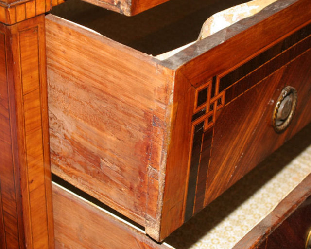 Antique Louis XVI Italian Fruitwood Parquetry Commode