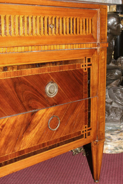 Antique Louis XVI Italian Fruitwood Parquetry Commode