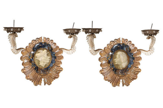 Pair French Maison Jansen Venetian Style Sconces