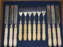 Aaron Hadfield Sheffield Sterling Silver & Ivory Fruit / Dessert Flatware Set