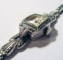 Lady's Vintage Swiss Silver & Marcasite Cocktail Dress Watch by Rone 1970