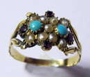 Antique English 15k Gold & Gemset Dress Ring 1840