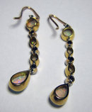 Pr Antique Edwardian Opal & Diamond Drop Earrings 1905