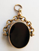 Antique English Stone 9k Bloodstone & Carnelian Gold Swivel Seal Fob Chester 1913