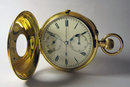 18k Gold Half Hunter Swiss Split-Seconds Chronograph Keyless Lever Pocket Watch With Sixty Minute Register 1900