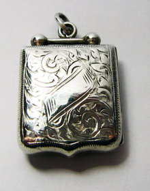 Antique English Edwardian Silver Dumbell & Shield Shaped Locket . Chester 1902