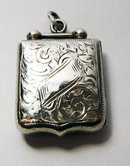 Antique English Edwardian Silver Dumbell & Shield Shaped Locket . Chester 1902