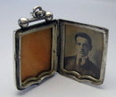 Antique English Edwardian Silver Dumbell & Shield Shaped Locket . Chester 1902