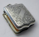 Antique English Edwardian Silver Dumbell & Shield Shaped Locket . Chester 1902
