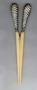 Antique English Victorian Silver & Ivory Glove Stretchers