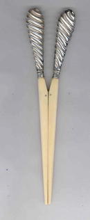Antique English Victorian Silver & Ivory Glove Stretchers