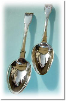 Pr Silver Fiddle Patt Dessert Spoons by William Bateman