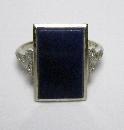 Exquisite 1935 Art Deco Lapis and Diamond Plaque Ring