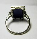 Exquisite 1935 Art Deco Lapis and Diamond Plaque Ring