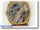 Gents 9k Gold Cushion Shaped Dress Strap Watch