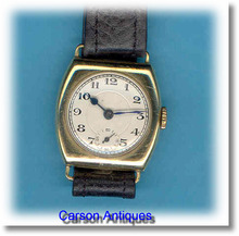 Vintage Gents Cushion Shaped 18k Gold Dress Watch