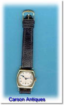 Vintage Gents Cushion Shaped 18k Gold Dress Watch
