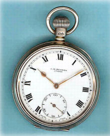 Silver Open Face Pocket Watch by J W Benson 1920
