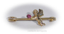 Antique Gold Ruby & Diamond CHERUB Pin / Brooch 1890