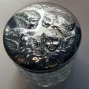 Antique Silver Cherub Top & Glass Powder Jar 1910