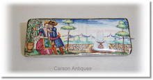 Antique Silver & Enamel Romantic Plaque Brooch