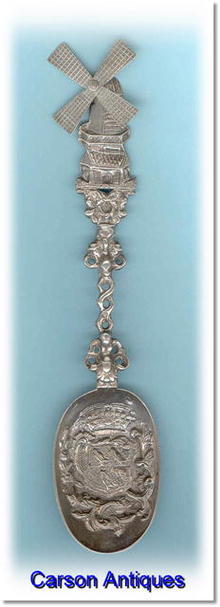 Antique Silver Dutch Windmill Spoon c 1895