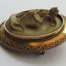 Antique Lava Cameo Gold Brooch of a Lady 1865