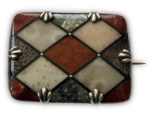 Antique Victorian Scottish Agate Pebble Brooch 1870