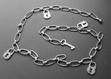 Silver Belt with Padlock and Key Charms by deigner Old Florence