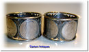 Pr Antique South Africa Silver Kruger 1-Shilling Napkin Rings 1894 1897