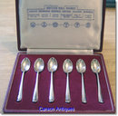 Set 6 British Hall Marks Silver Tea Spoons in Case