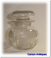 Antique 19th Century Engraved Glass Pickle Jar