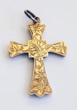 Antique English 9k Rose Gold Cross 1905
