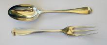 Pr Antique Silver Child's Christening Spoon and Fork 1910