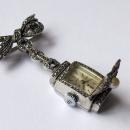 Ladys Vintage Bucherer Silver / Marcasite Pendant Fob Watch