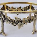 Set 4 Antique English Silver Gilt Grape Vine Leaf Salt Cellars in Case 1875