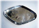 Antique English Victorian Lozenge shaped silver raised edged Aesthetic Movement dish by Sampson Mordan