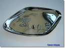 Antique English Victorian Lozenge shaped silver raised edged Aesthetic Movement dish by Sampson Mordan