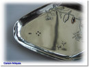 Antique English Victorian Lozenge shaped silver raised edged Aesthetic Movement dish by Sampson Mordan