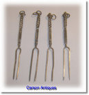 4 x Rare Antique Two Pronged Forks for shellfish, snails, or hors-d'oeuvre circa 1810