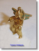 Vintage 18k Gold Enamelled Violin Playing Cherub Pendant / Charm 1965